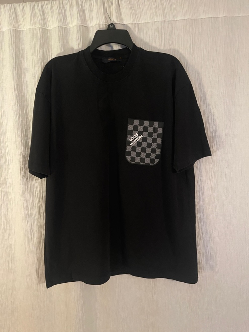 Louis Vuitton Black Crewneck T-Shirt with Checker Pocket